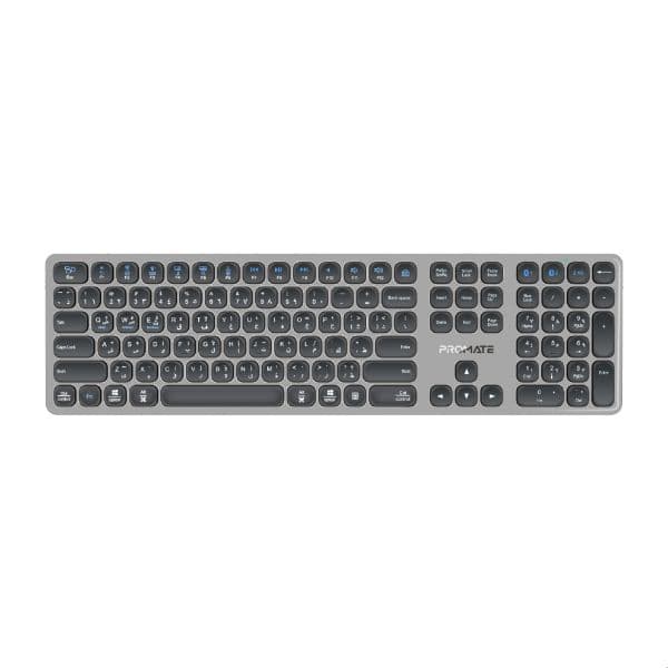 PROMATE Full-Size Triple-Mode Wireless Keyboard With Scissor Keys & Silent Keys, Angled Kickstand PROKEYS-XS