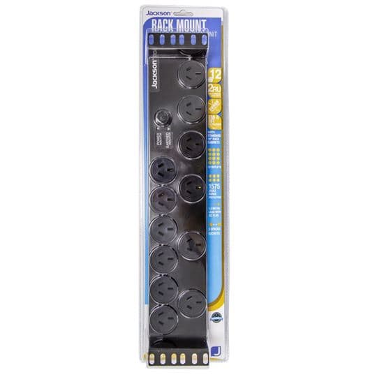 Jackson JACKSON 2RU 12x Outlet Horizontal Power Rail. Surge Protected 525J RAC1200