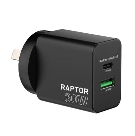 Jackson Raptor 30W GaN Charger USBA/C Charging Ports RAP30CPD-B