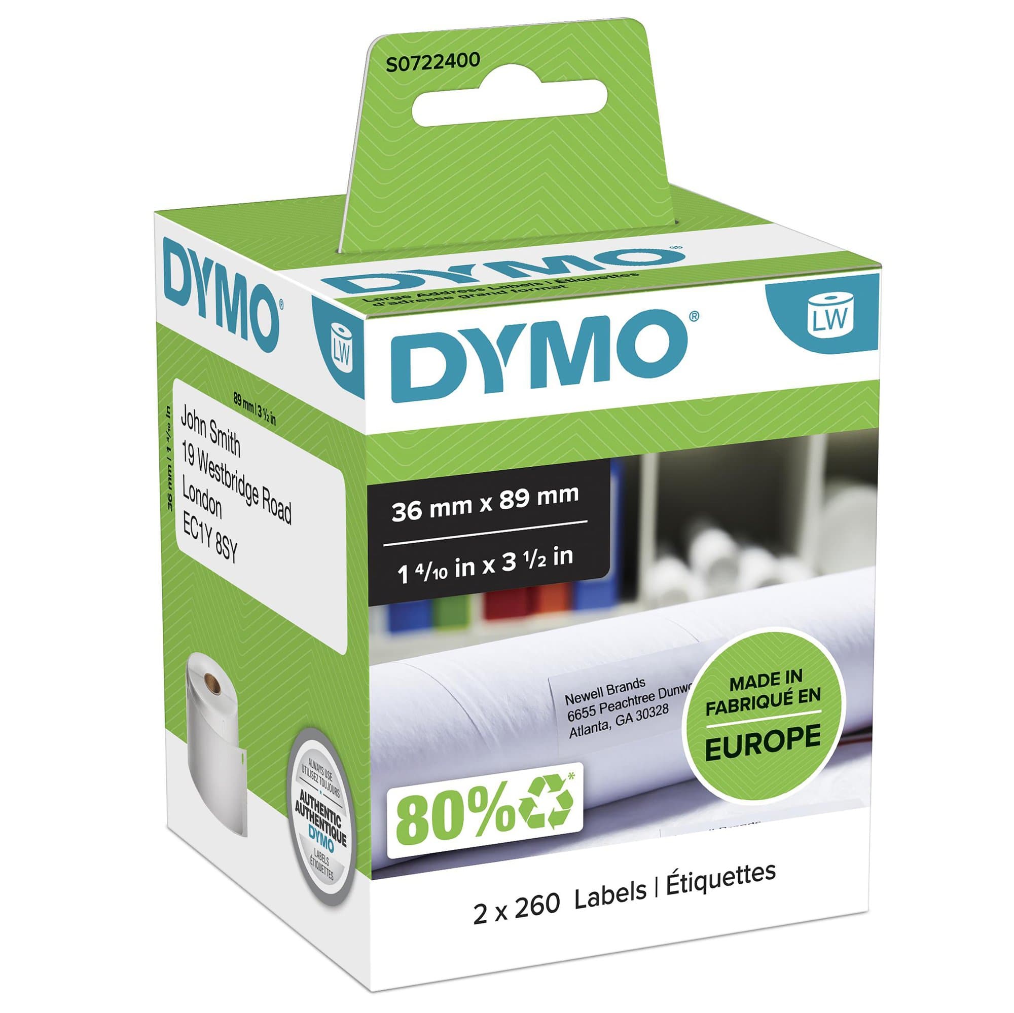 Dymo DYMO Genuine LabelWriter Address Labels (Self-Adhesive). 36mm x S0722400