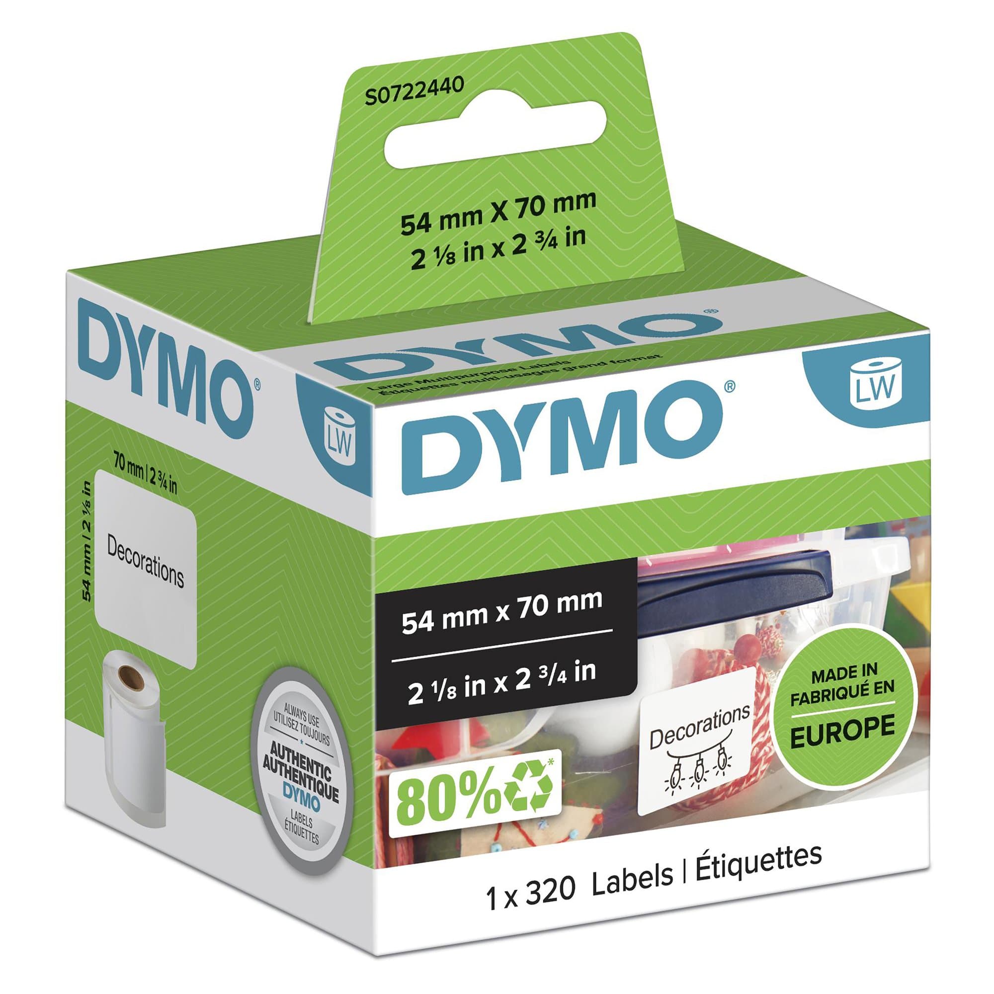 Dymo DYMO Genuine LabelWriter Multi- Purpose Labels, 54mm x 70mm Black S0722440