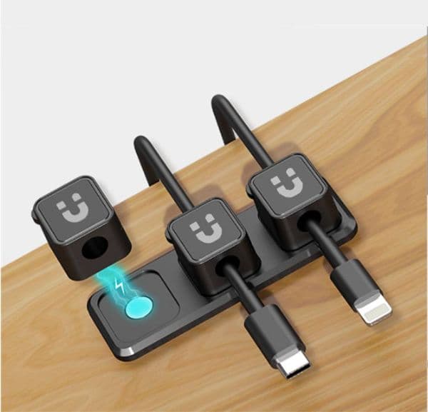 UNITEK SnapHold Magnetic Cable Clips With Base. 3x Magnetic Clip Holders For Clutter Free Cable T1117ABK