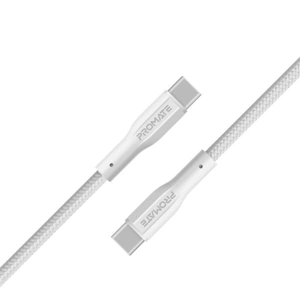 PROMATE 1M USB-C To USB-C Super Flexible Cable. Supports 2A Charging & 480Mbps Data XCORD-CC-WHT
