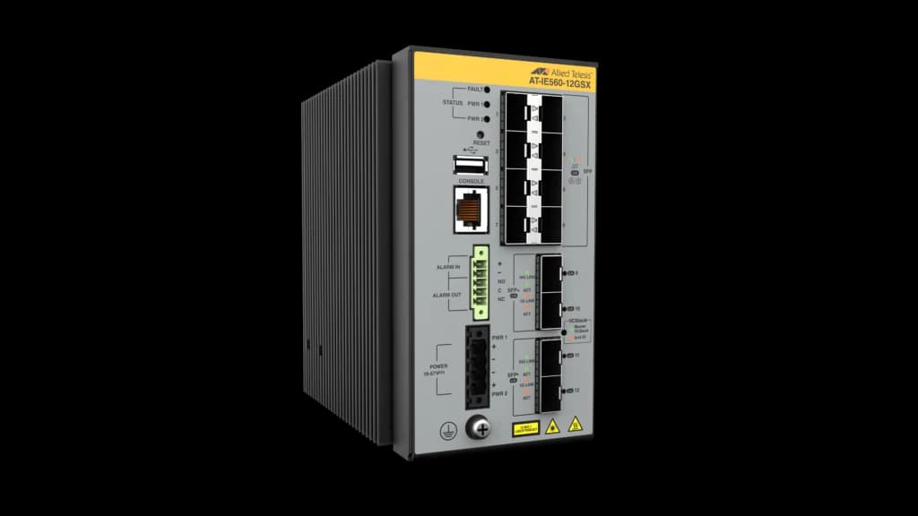 Allied Telesis AT-IE560-12GSX-980 8x 100/1000X SFP- 4x 1G/10G SFP+- Industrial Ethernet- Stackable Layer 3 Switch (TAA compliant) 512084