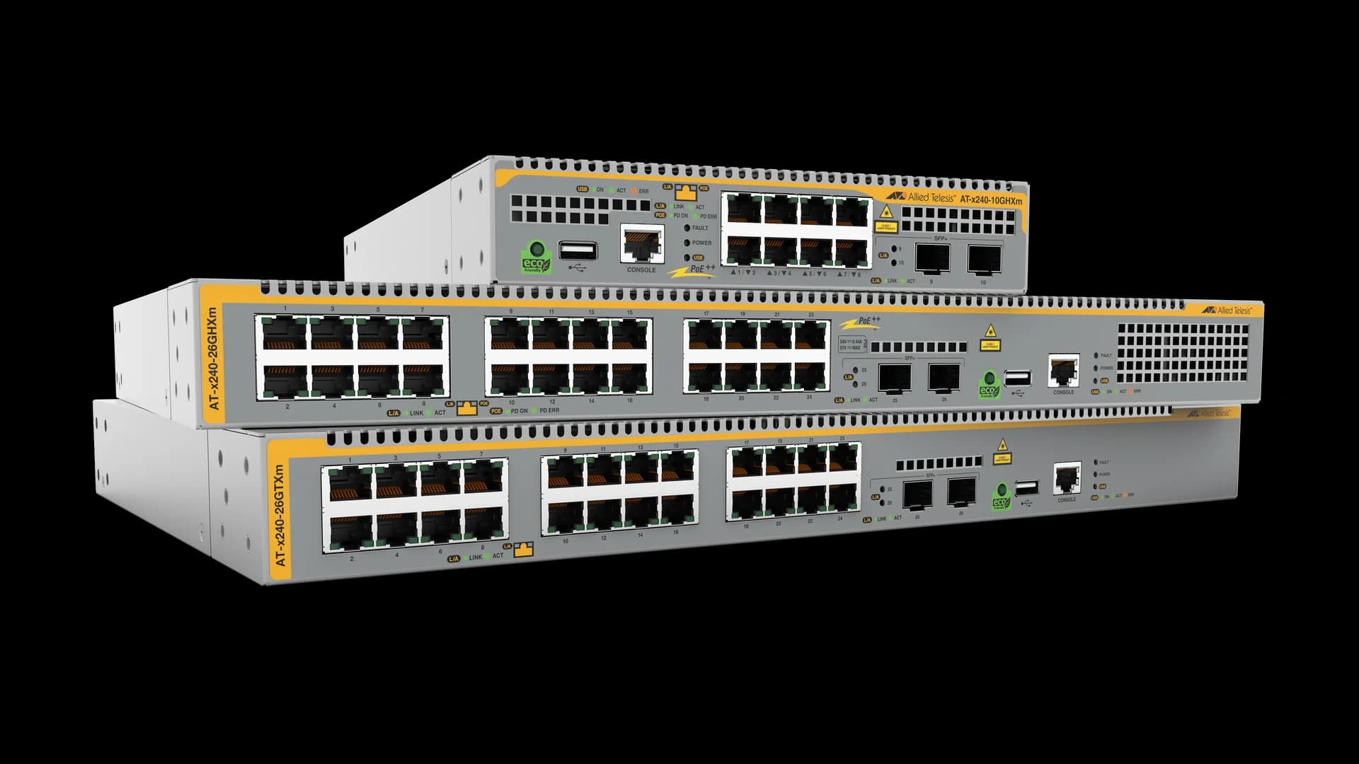 Allied Telesis AT-x240-52GHXm-40 Multi-Gigabit Layer 3 Lite Managed Switch- 48x 10/100M/1/2.5/5G PoE++- 4x SFP+ ports- AU Power Cord. 512166