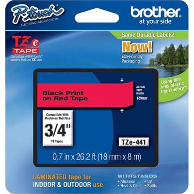 Brother Brother TZe-441 18mm x 8m Black on Red Tape TZE441