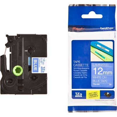 Brother Brother TZe-535 12mm x 8m White on Blue Tape TZE535