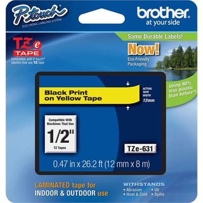 Brother Brother TZe-631 12mm x 8m Black on Yellow Tape TZE631