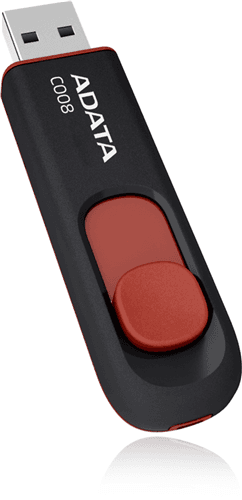 ADATA C008 Retractable USB 2.0 32GB Black/RedFlash Drive