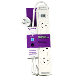 Sansai 4 Way Basic Powerboard with Master Switch