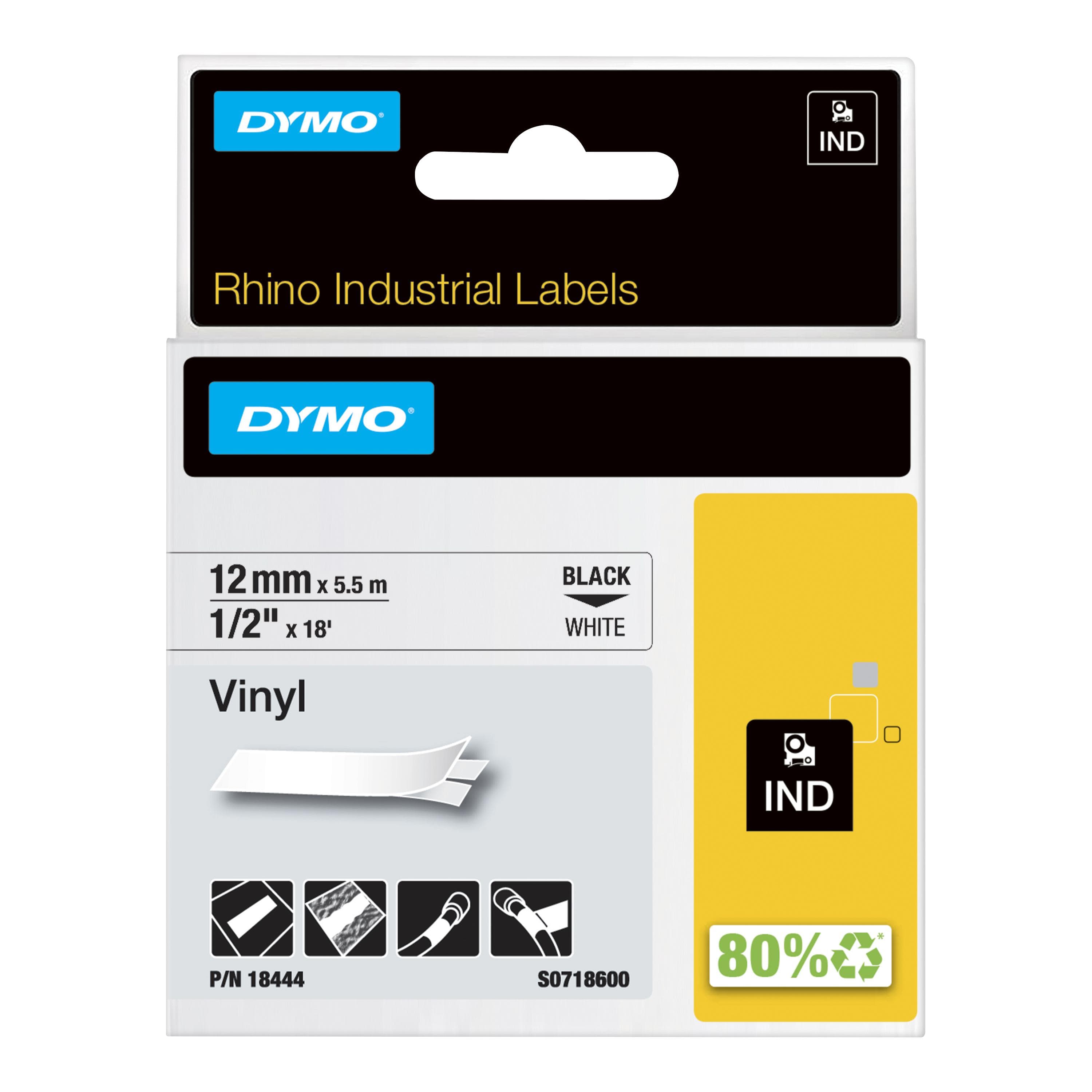 Dymo DymoRhino Blk on Wht 12mm Tape DY18444