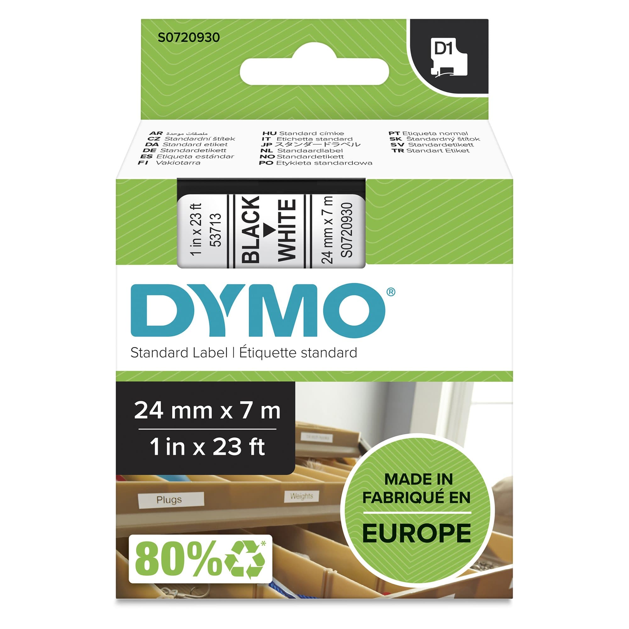 Dymo Dymo Blk on Wht 24mmx7m Tape DYS0720930