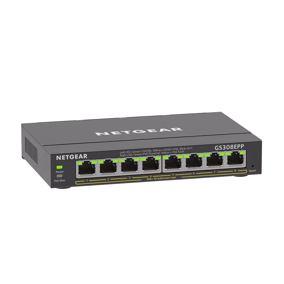 8-Port Gigabit PoE Smart Switch 802.3at/af PoE 123W NETGEAR — view 2
