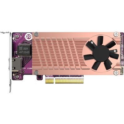 QM2 series 2x PCIe 2280 M.2 SSD slots PCIe Gen3 x 8 1x 10GbE Port QNAP — view 2