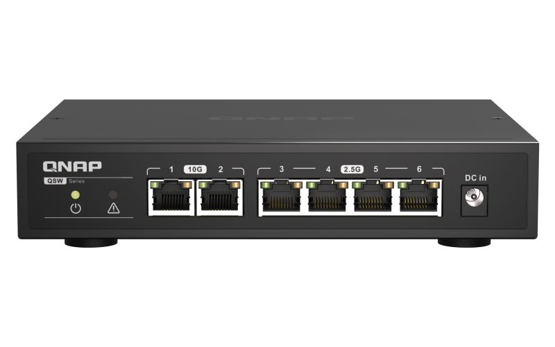 QNAP QSW-2104-2T 10Gb Ethernet Switch 2 x 10GbE RJ45 4 x 1GbE/2.5GbE RJ45 ports QNAP — view 2