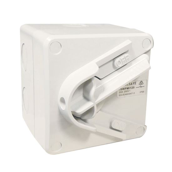 TRADESAVE Weatherproof Mini Isolator 1 Pole 240V 20A. thumbnail 2