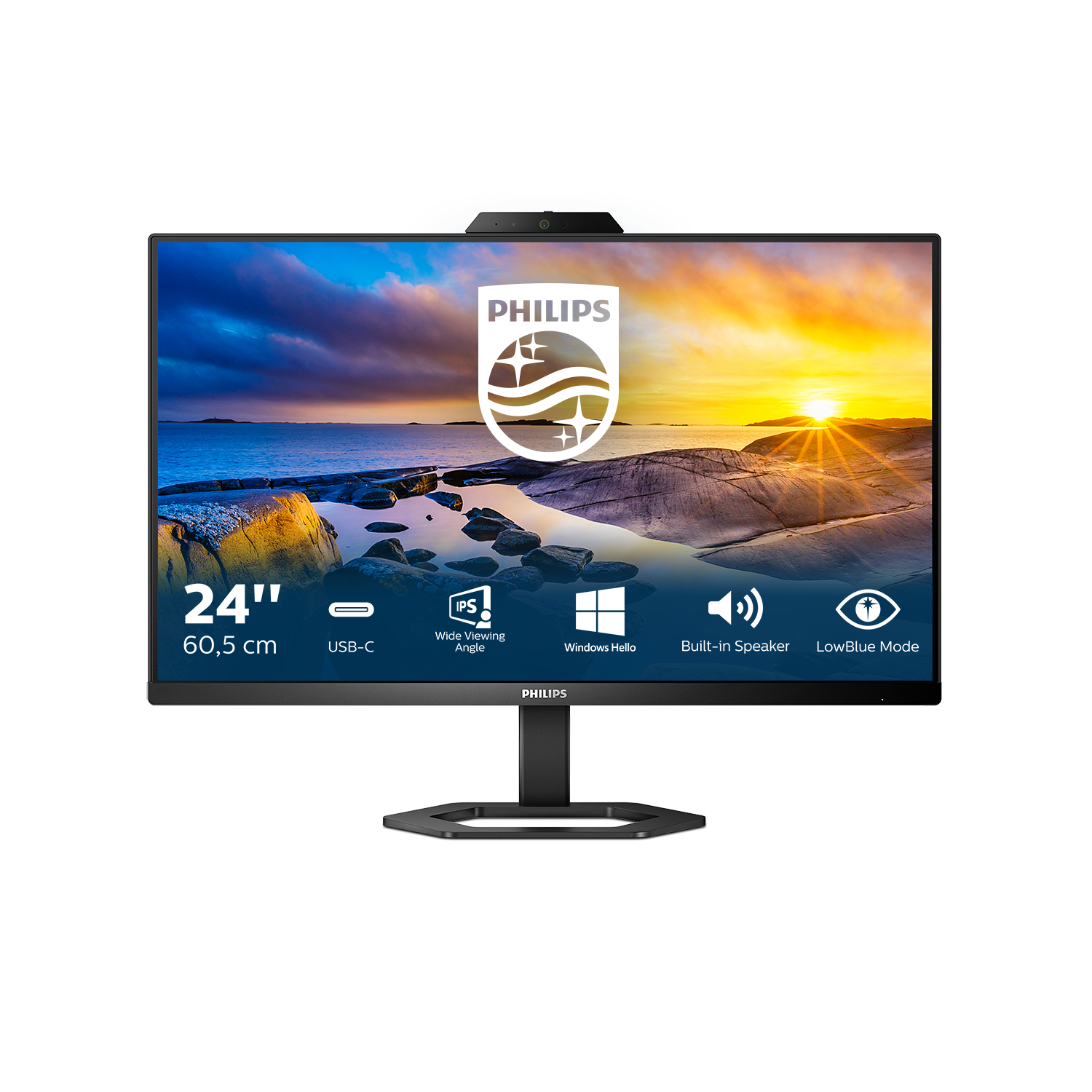 PHILIPS 24E1N5300HE/75 24" 16:9 1080P FHD IPS LCD,4MS,HDMI,DP,USB-C,USB,CAM,SPKR,H/ADJ,4YR PHILIPS — view 1