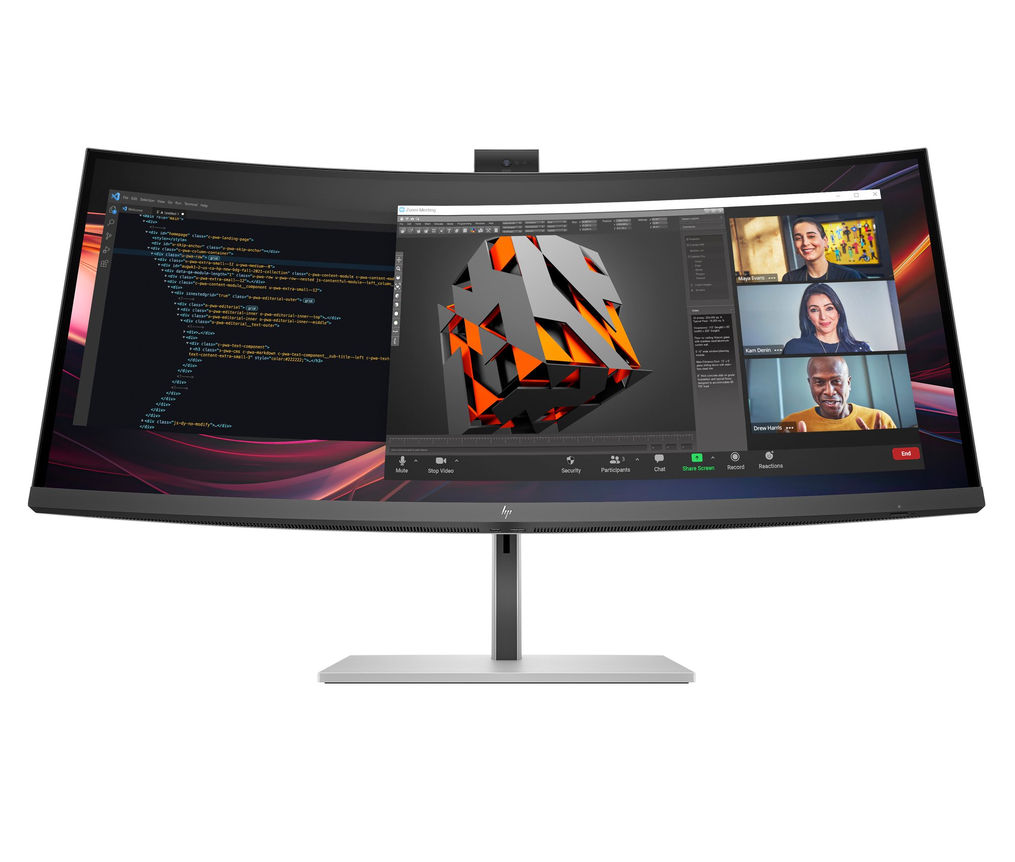 HP Series 7 Pro 734pm 34 inch WQHD Conferencing Monitor HP — view 2