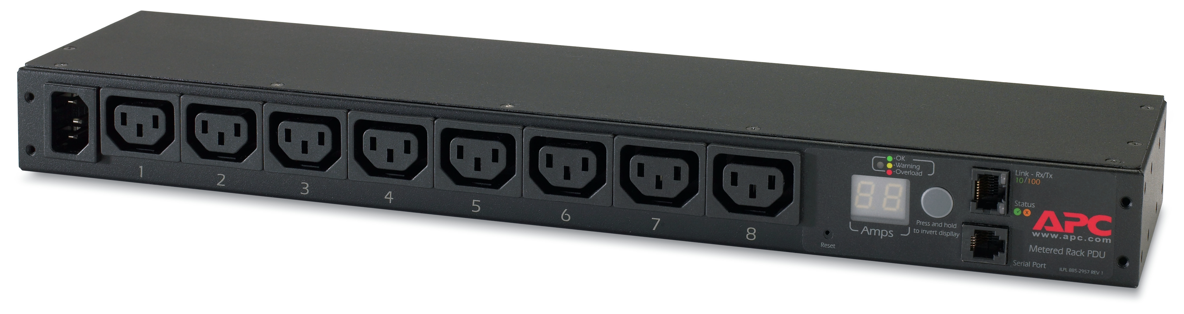APC RACK PDU, METERED, 1U, 12A/208V, 10A/230V, (8) C13 thumbnail 2