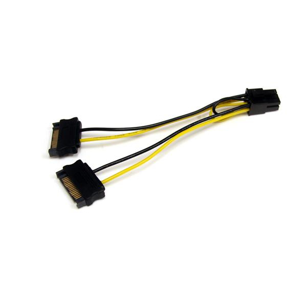 STARTECH.COM 6IN SATA POWER TO 6 PIN PCIE VIDEO CARD POWER CABLE ADAPTER, LTW STARTECH — view 2