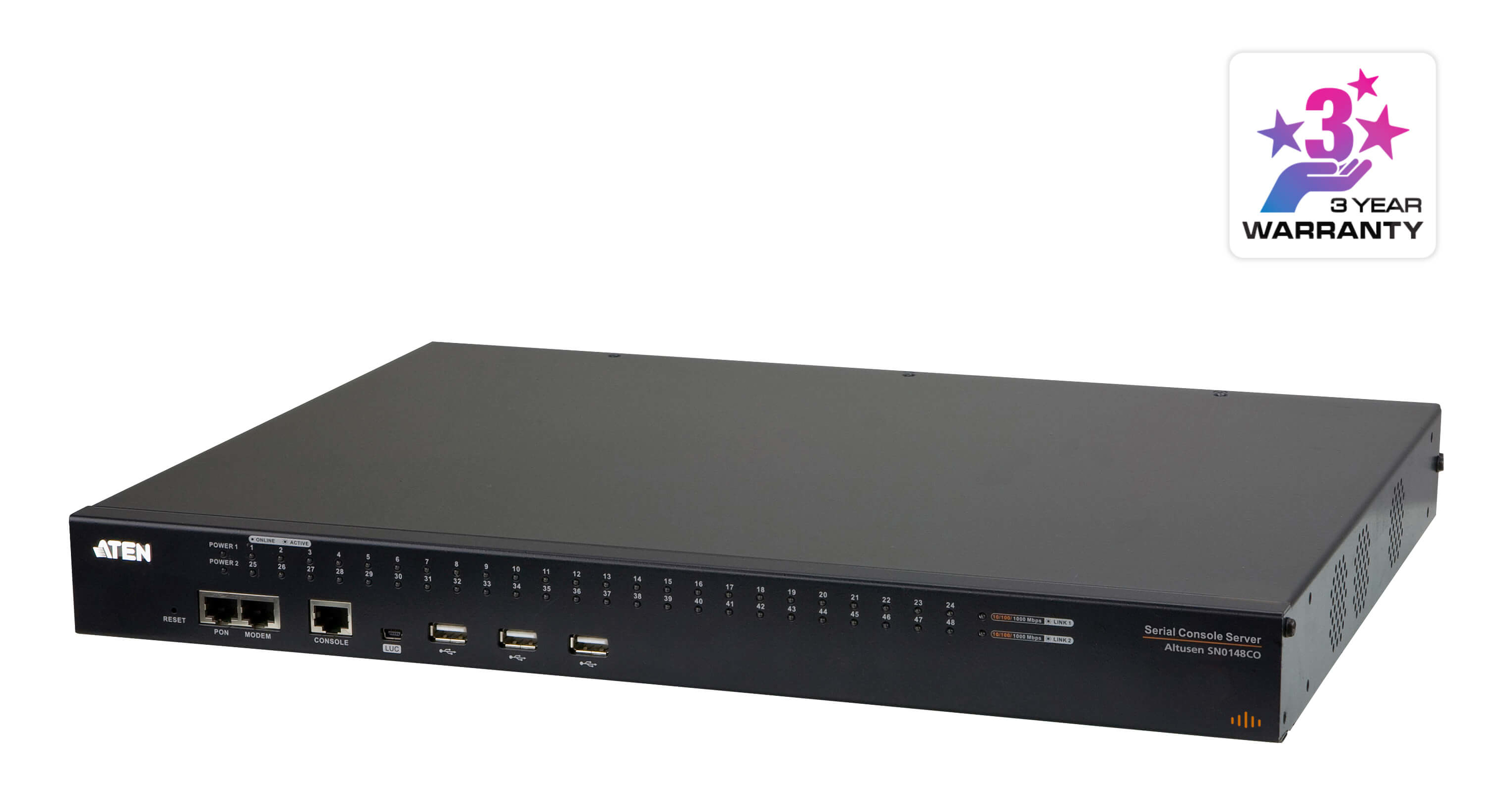 ATEN 48 PORT SERIAL CONSOLE SERVER OVER IP WITH DUAL AC POWER & DUAL LAN SUPPORT ATEN — view 2
