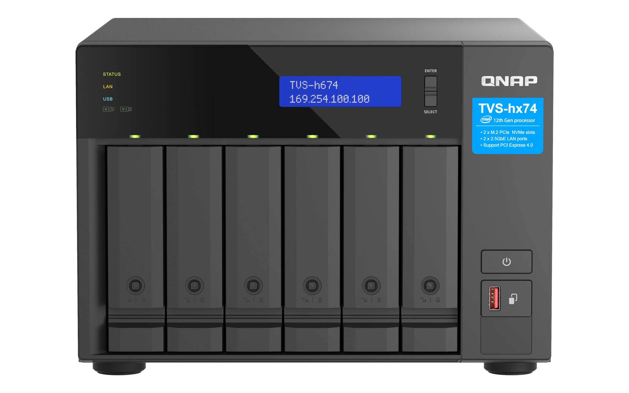 QNAP 6-BAY NAS (NO DISK) INTEL I5-12400 6-CORE 32GB 2.5GbE(2) TBOLT (2) 3YR WTY QNAP — view 2