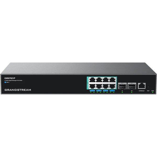 Grandstream GWN7821P Enterprise Layer 3 Managed Multi-Gigabit PoE Network Switch, 8 x 2.5 GigE PoE++, 2 x 10G SFP+ Grandstream Networks — view 2