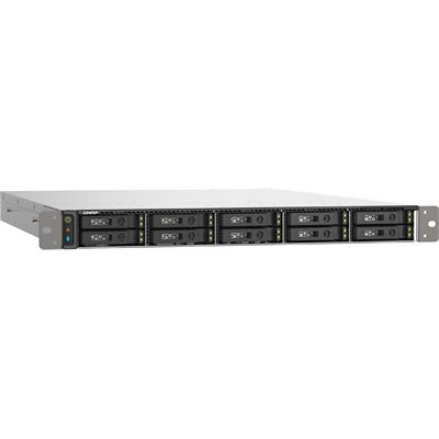 QNAP TS-h1090FU-7302P-128G 1U 10-bay all flash NAS, U.2/U.3 NVMe PCIe Gen4 x4 and SATA 6Gbps bays, AMD EPYC 7302P 16C 32T 3.1GHz, boost up to 3.2GHz, 128GB RIMM DR4 ECC RAM, 2 x 25GbE, 2 x 2.5GbE, 2 x PCIe Gen4 x16 slots, iSCSI, NFS, SMB, FC SAN, RAI QNAP — view 2
