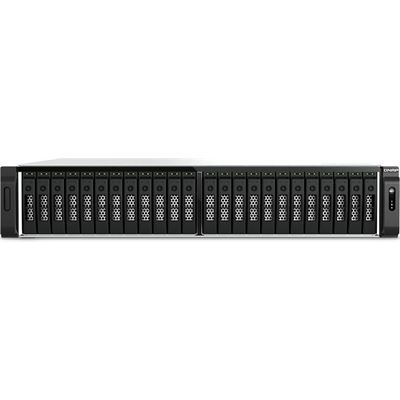QNAP TS-h3077AFU-R5-32G 2U 30-bay 2.5" SATA all flash NAS, AMD Ryzen 5 7000 series 6C12T (boost up to 5.1 GHz), 32GB DDR5 non-ECC RAM (max. 128GB total), 2x 10GBASE-T + 2x 2.5 GbE RJ45, 3 x PCIe Gen 4 expansion slots, 2 x 550W redundant pwoer supply QNAP — view 2