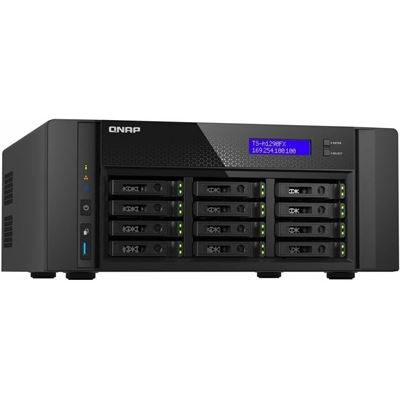 QNAP TS-h1290FX-7302P-256G 12-Bay U.2 NVMe PCIe Gen4 x4 all-flash desktop NAS, AMD EPYC 16-core 7302P up to 3.3GHz, 12 x 2.5" U.2 NVMe / SATA SSD bays, 256GB RDIMM ECC DDR4 RAM, 2 x 2.5GbE RJ45, 2 x 25GbE SFP28, iSCSI, RAID, PCIe Gen4 expansion slots QNAP — view 2