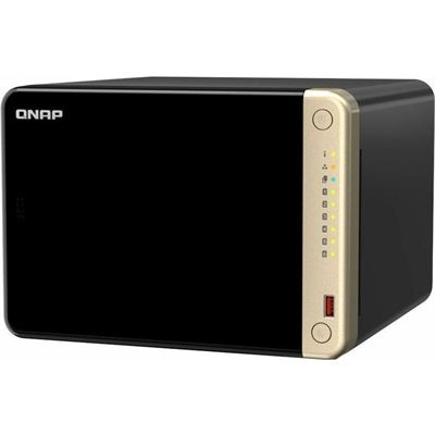 QNAP TS-664-8G 6-Bay desktop NAS, Intel® Celeron® N5105/N5095 quad-core, 8 GB onboard not expandable, 6 x 3.5"/2.5" SATA 6Gb/s drive bays, 2 x M.2 2280 PCIe Gen 3 x1 slots, 2 x 2.5GbE, 1 x HDMI 2.0, 1 x PCIe Gen3 x2 slot, 2 x USB 3.2 Gen 2 Type-A + 2 QNAP — view 2
