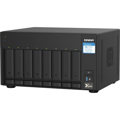 QNAP TS-832PX-4G 8-Bay NAS, AL324 64-bit quad-core 1.7GHz, 4GB DDR4 SODIMM RAM (1 x 4GB, max 16GB), 8 x 3.5"/ 2.5" drive slots, 2 x 10GbE SFP+ LAN, 2 x 2.5GbE LAN, 3 x USB 3.2 Gen1, 1 x PCIe 2.0 x2 slot, hardware encryption,  TL/TR expansion units QNAP — view 2