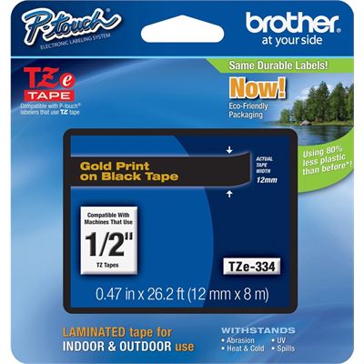 BROTHER TZe334 12mm x 8m Standard laminated Gold BROTHER — view 2