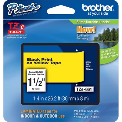 BROTHER TZE661 : Laminated tape black on yellow BROTHER — view 2