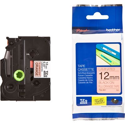 BROTHER TZEB31 : Laminated tape black on orange BROTHER — view 2