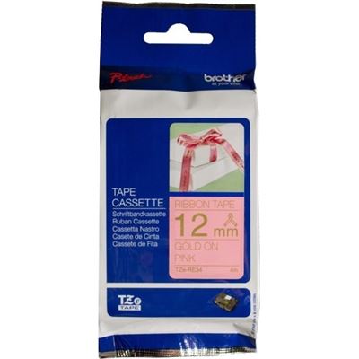 BROTHER TZERE34 12MM GOLD ON PINK RIBBON TAPE BROTHER — view 2
