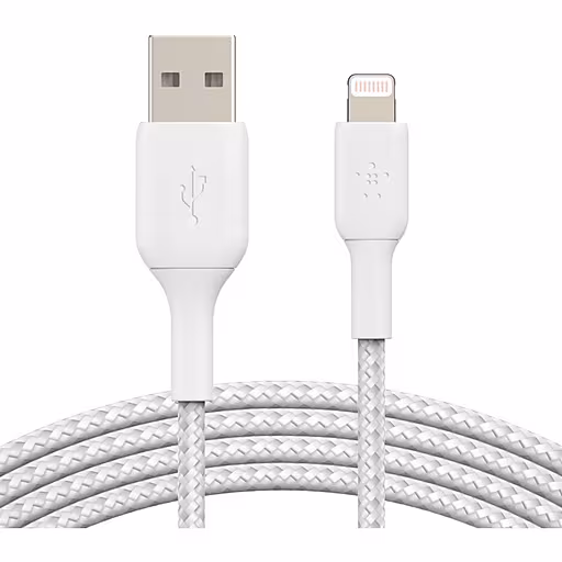 BELKIN LIGHTNING TO USB-A BRAIDED CABLE 2M WHT BELKIN — view 2