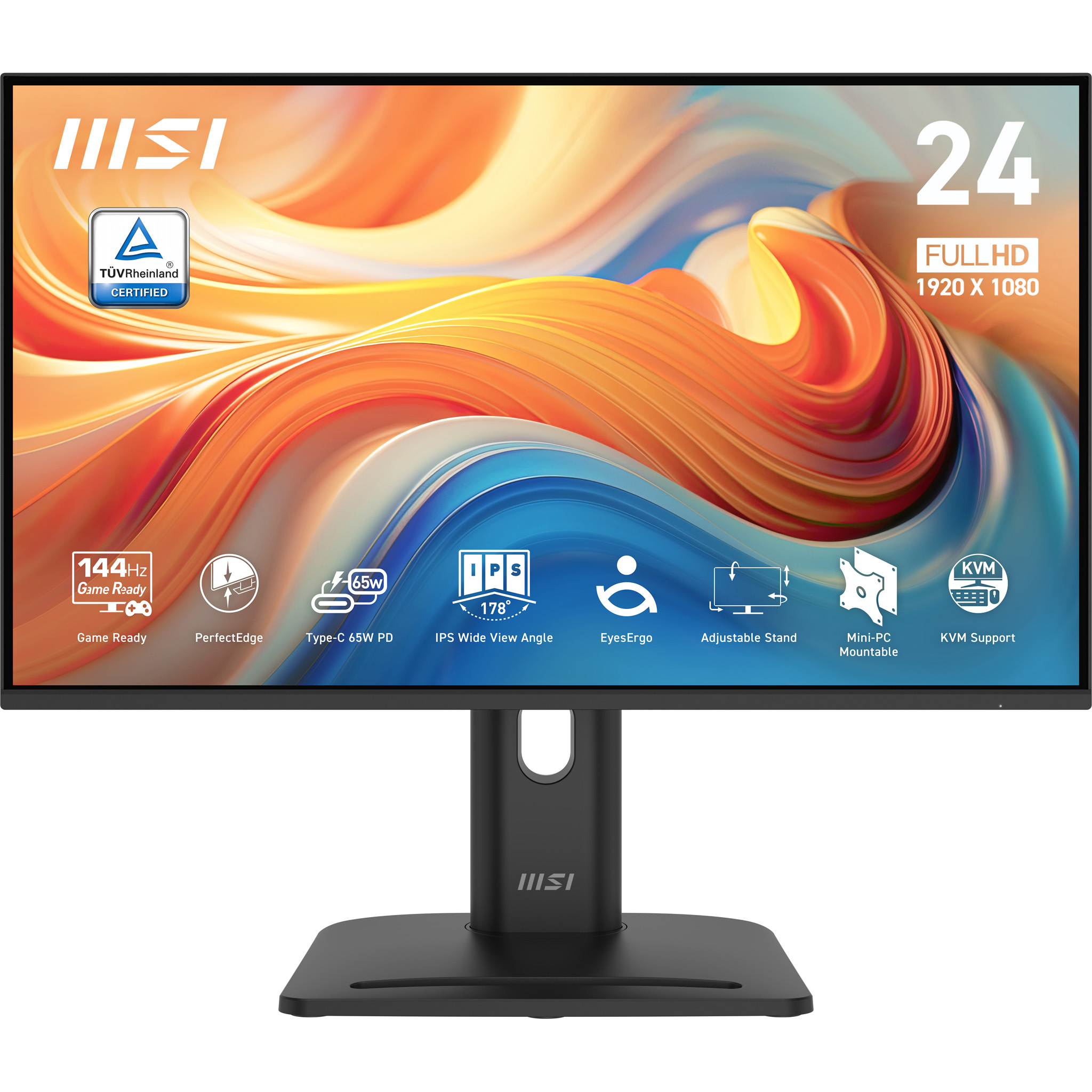 MSI BLACK 23.8in/IPS/FHD/144HZ/USB-C HUB 4Y thumbnail 1