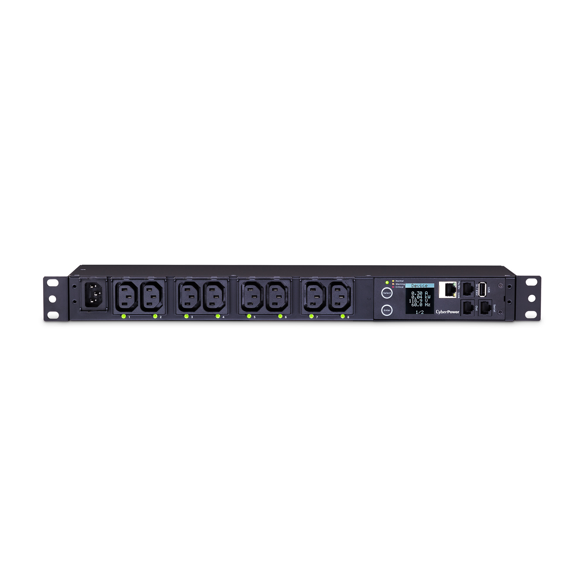Switched MBO ePDU 1RU horizontal 12Amp input CyberPower Systems — view 2