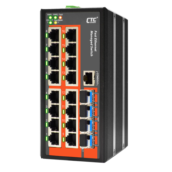 CTC UNION 16 Port Fast Ethernet Managed Switch.-10~60C. thumbnail 1
