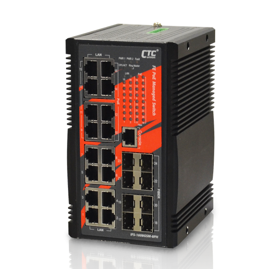 CTC UNION 16 Port Gigabit Managed PoE+ Switch. 8x Gbe SFP, 8x PoE+ thumbnail 1