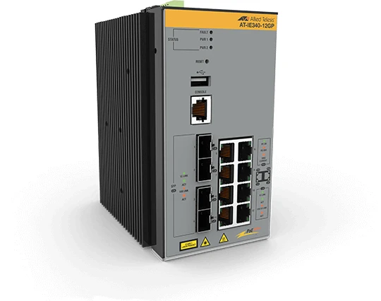 AT-IE340-12GP-80 8x 10/100/1000T- 4x 100/1000X SFP- Industrial Ethernet- Layer 3 Switch- PoE+ Support Allied Telesis — view 2