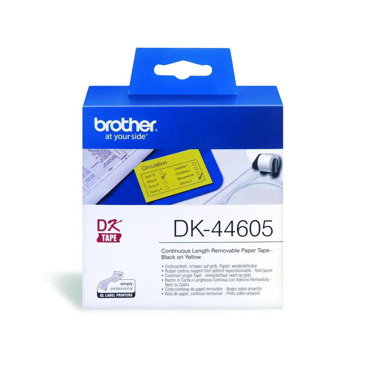 Brother DK44605 Yellow Continuous Removable Paper Tape 54mm x 30.48m Brother — view 2