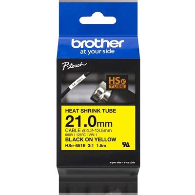 Brother HSE651E 21.0mm x 1.5m Black on Yellow Heat Shrink Tape Brother — view 2