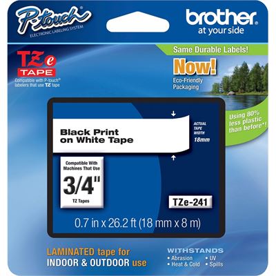 Brother TZe-241 18mm x 8m Black on White Tape Brother — view 2
