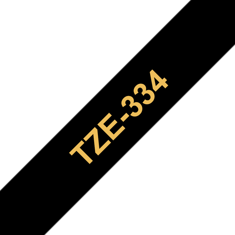 Brother TZe-334 12mm x 8m Gold on Black Tape Brother — view 2
