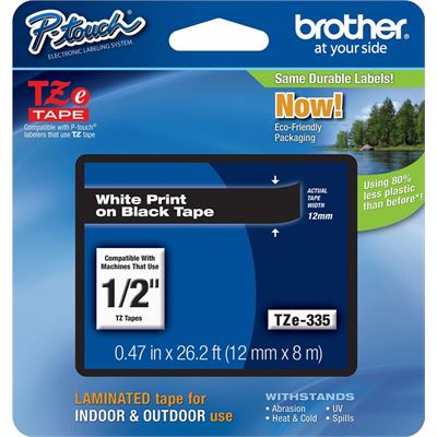 Brother TZe-335 12mm x 8m White on Black Tape Brother — view 2
