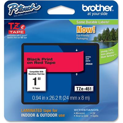 Brother TZe-451 24mm x 8m Black on Red Tape Brother — view 2