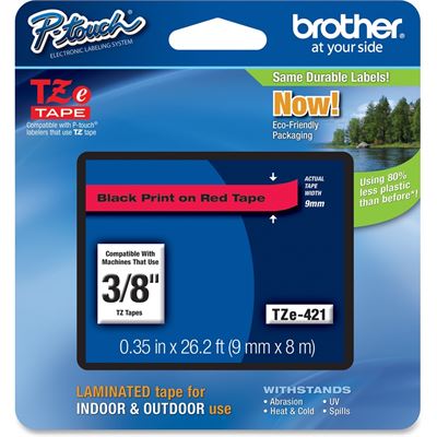 Brother TZe-421 9mm x 8m Black on Red Tape Brother — view 2