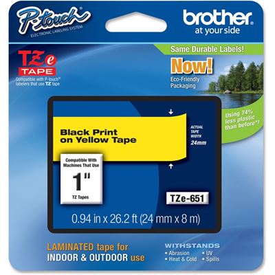 Brother TZe-651 24mm x 8m Black on Yellow Tape Brother — view 2